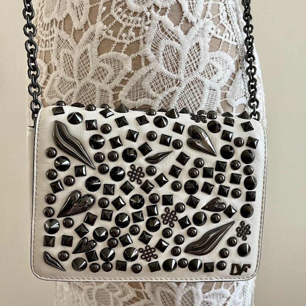 New Diane von Furstenberg mini crossbody white leather handbag ,org$398